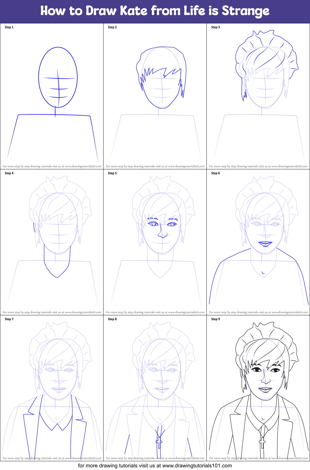 How to Draw Kate from Life is Strange Printable Step by Step
