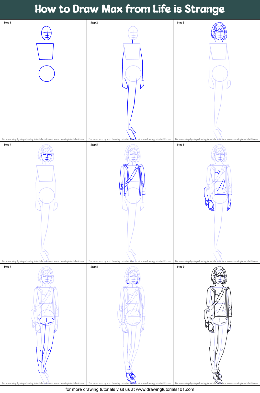 How to Draw Max from Life is Strange Printable Step by Step