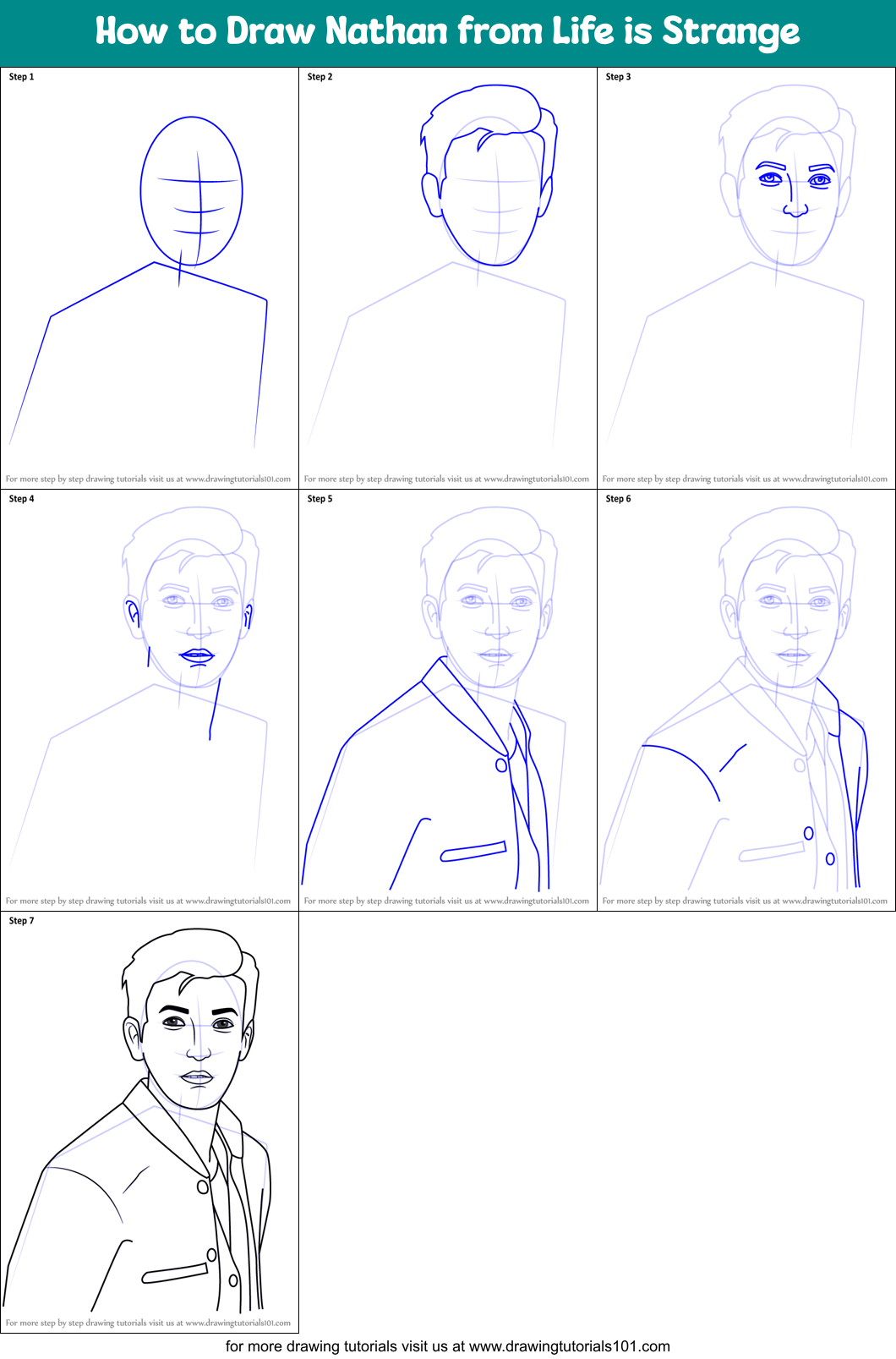 How to Draw Nathan from Life is Strange Printable Step by Step
