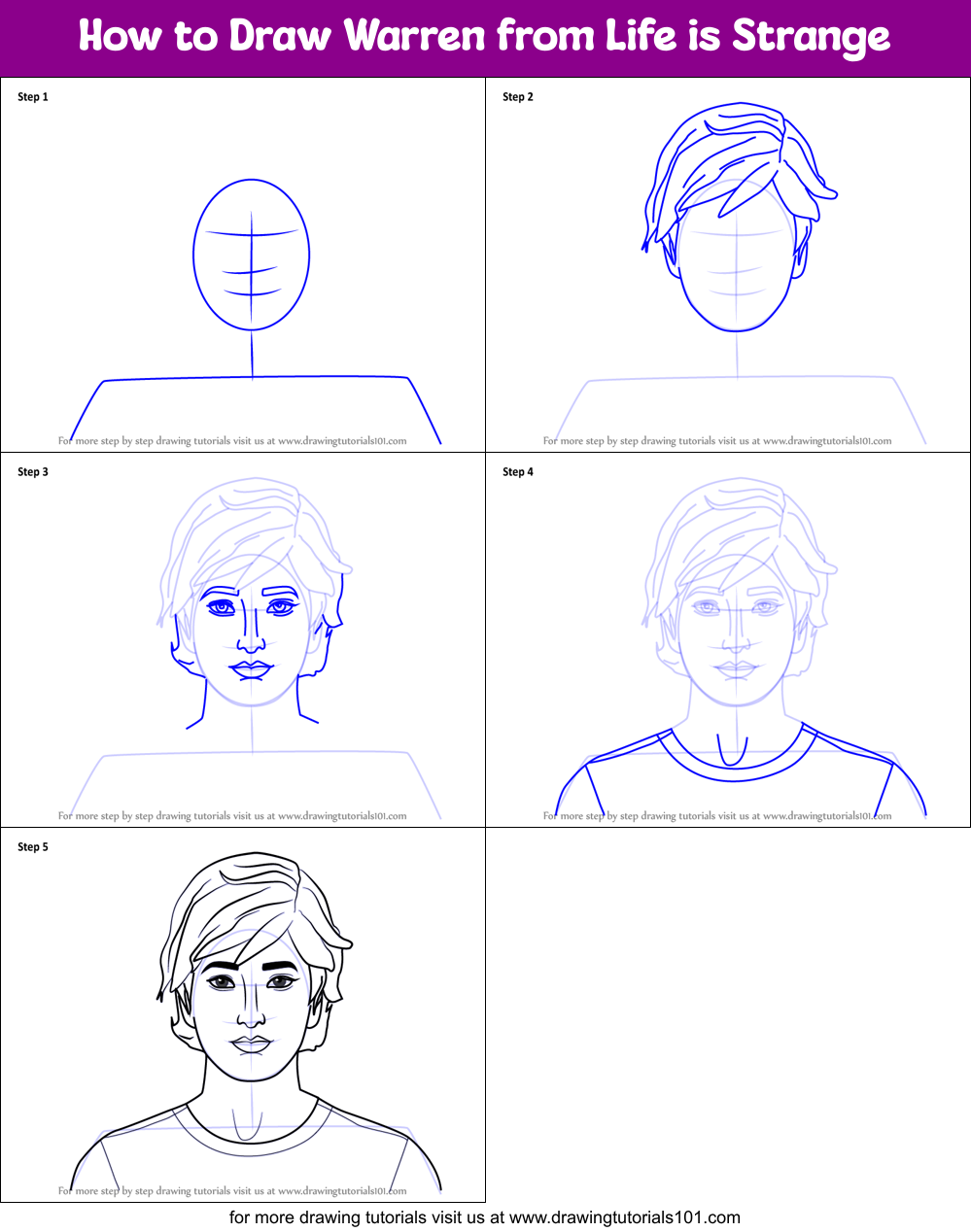 How to Draw Warren from Life is Strange Printable Step by Step