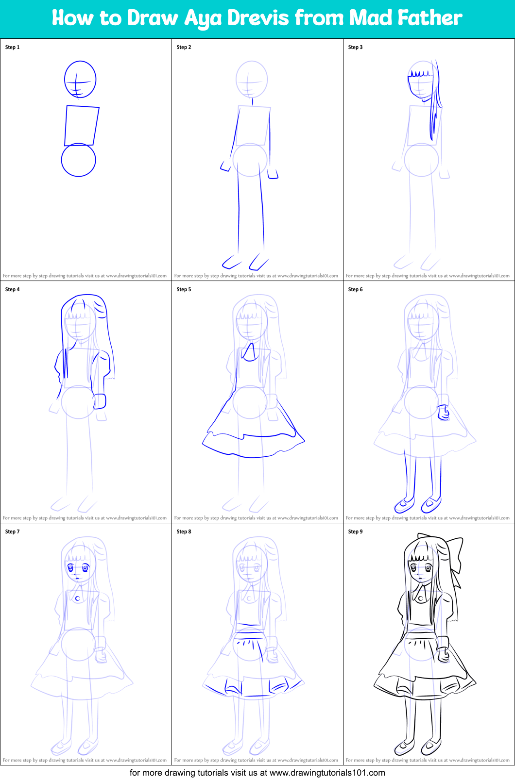 How to Draw Aya Drevis from Mad Father Printable Step by Step