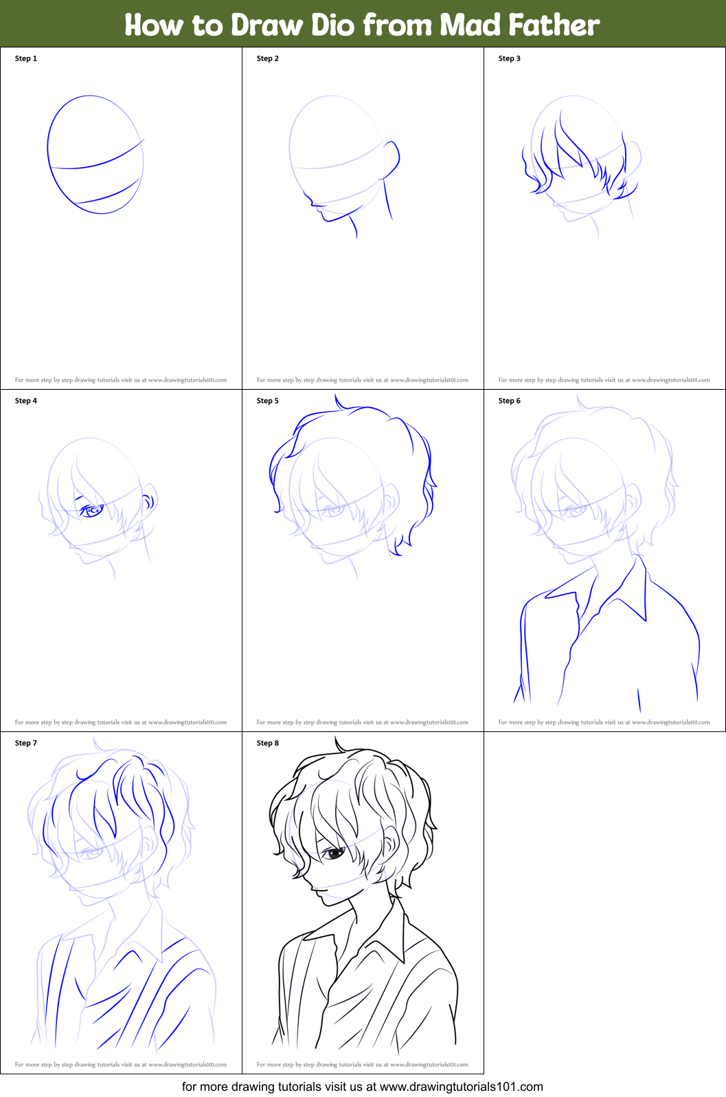 How to Draw Dio from Mad Father Printable Step by Step