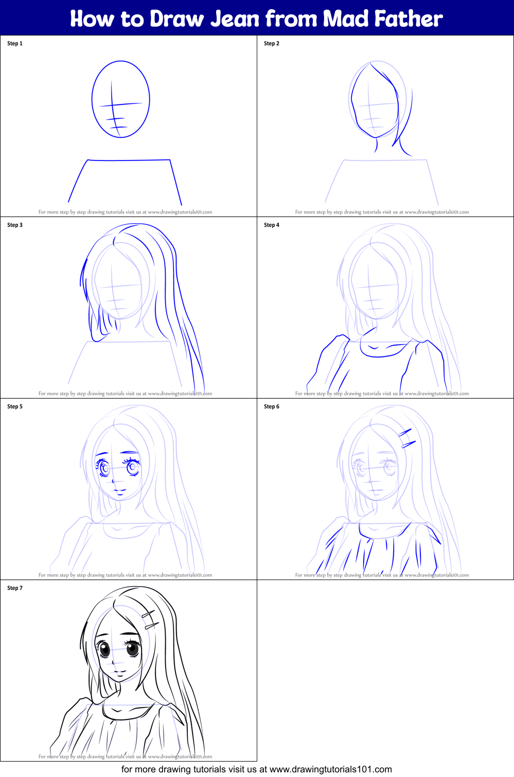 How to Draw Jean from Mad Father Printable Step by Step