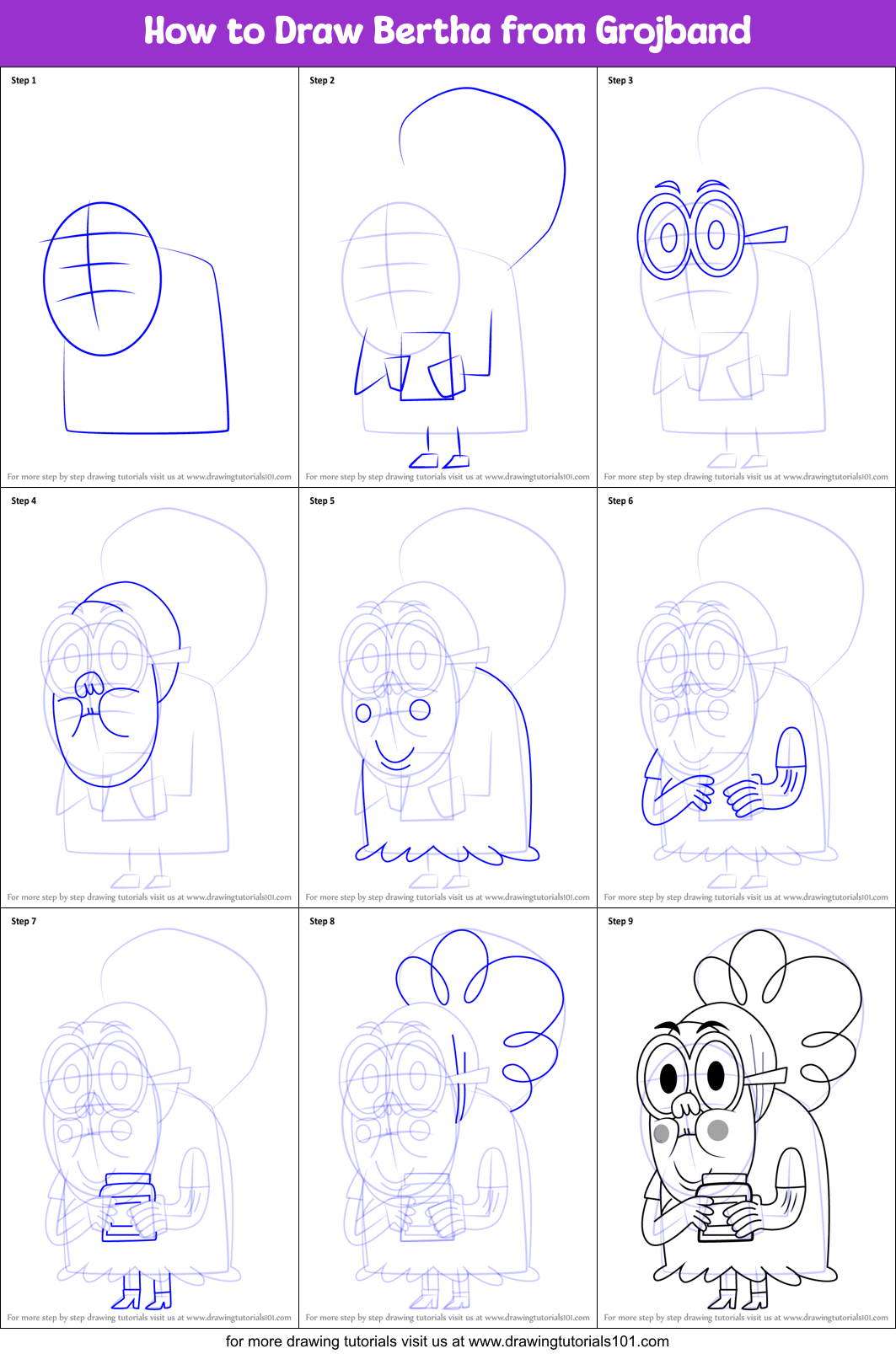 How to Draw Bertha from Grojband Printable Step by Step