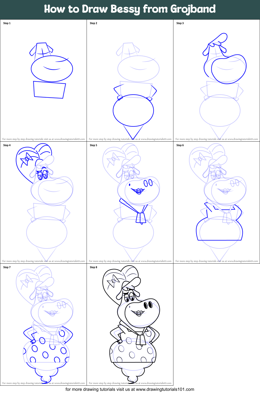 How to Draw Bessy from Grojband Printable Step by Step