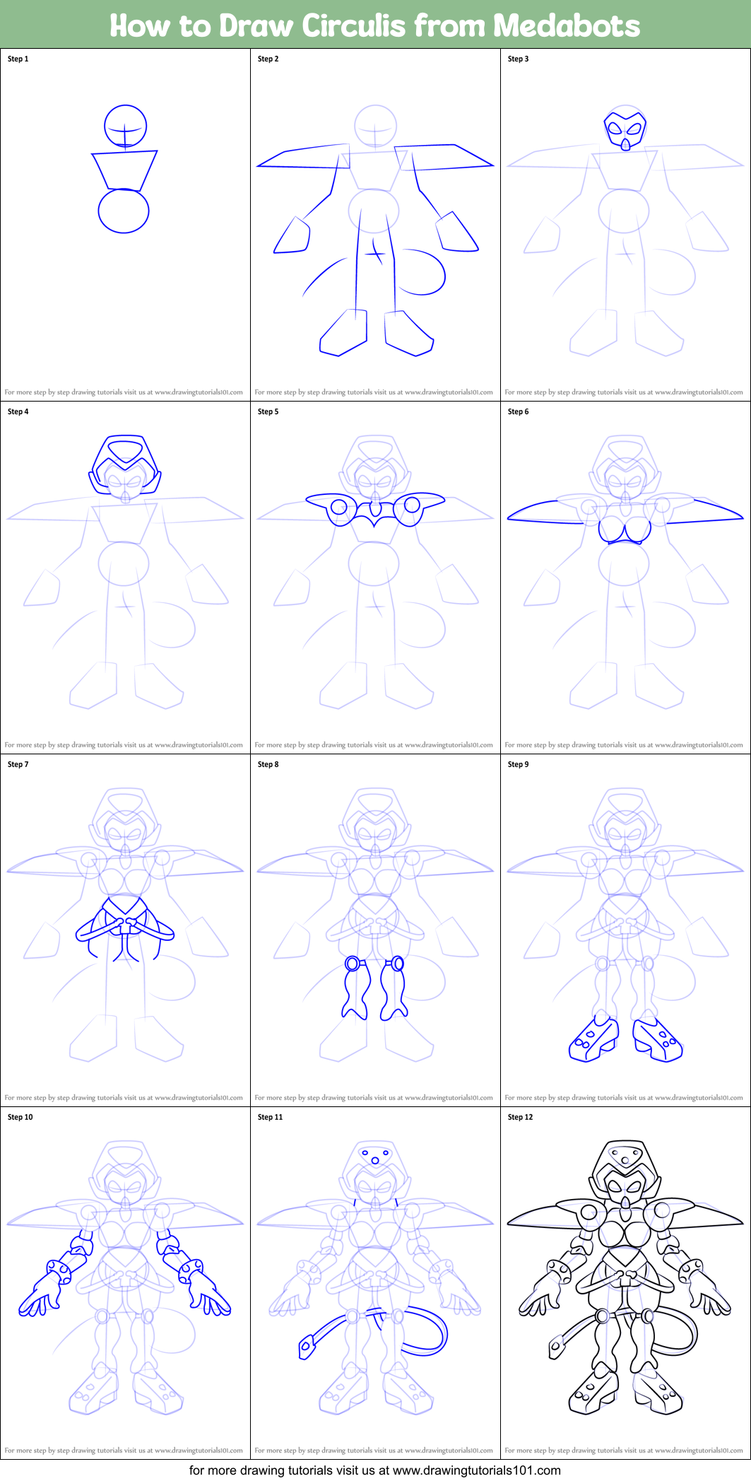 How to Draw Circulis from Medabots Printable Step by Step