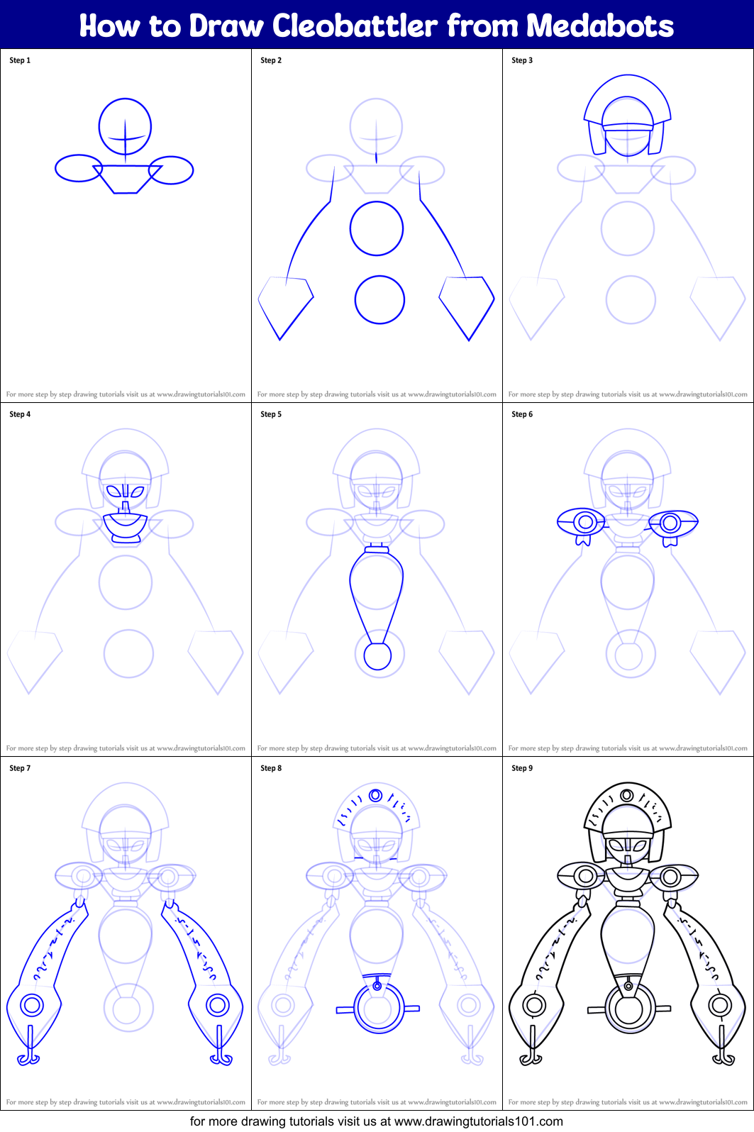 How to Draw Cleobattler from Medabots Printable Step by Step