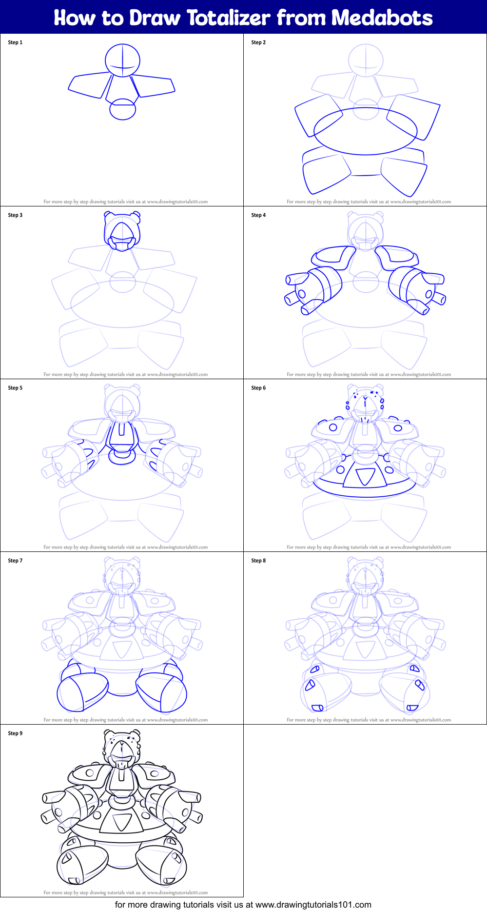 How to Draw Totalizer from Medabots Printable Step by Step