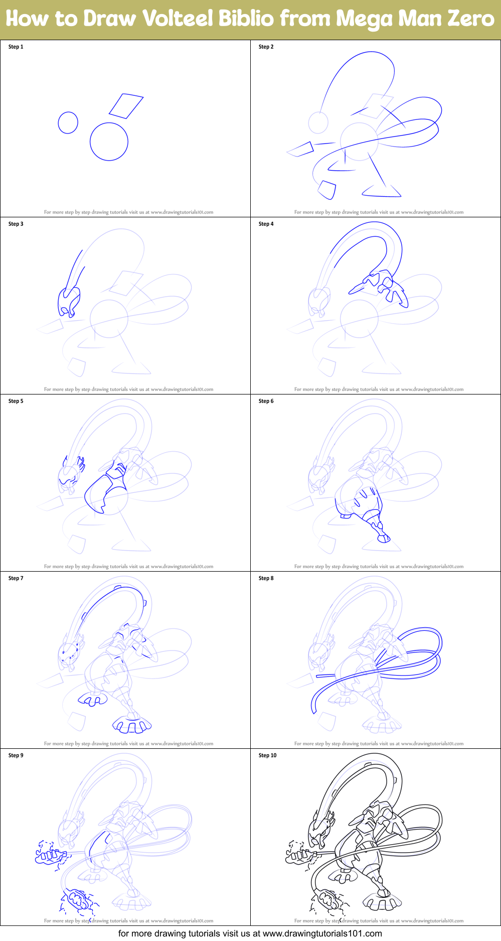 How to Draw Volteel Biblio from Mega Man Zero Printable Step by Step