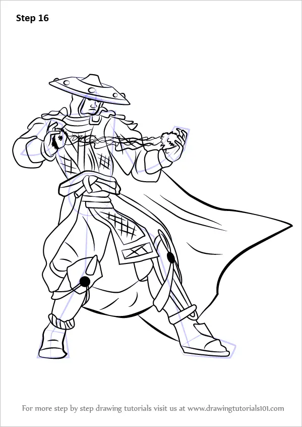 Learn How to Draw Raiden from Mortal Kombat (Mortal Kombat) Step by