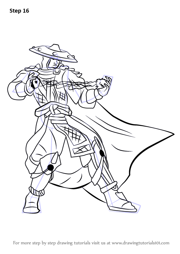 Learn How to Draw Raiden from Mortal Kombat (Mortal Kombat) Step by