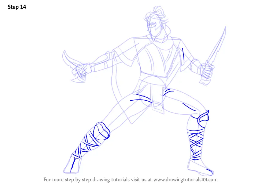 Step by Step How to Draw Rain from Mortal Kombat : DrawingTutorials101.com