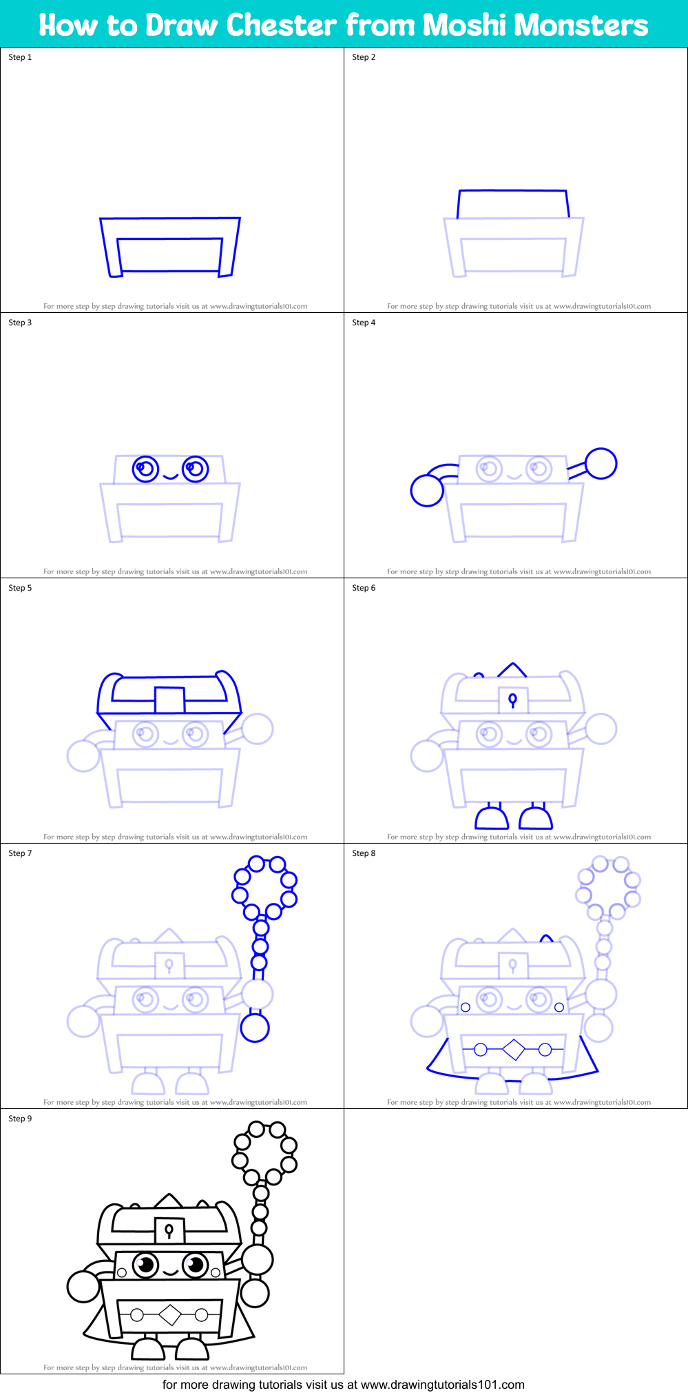 How to Draw Chester from Moshi Monsters Printable Step by Step