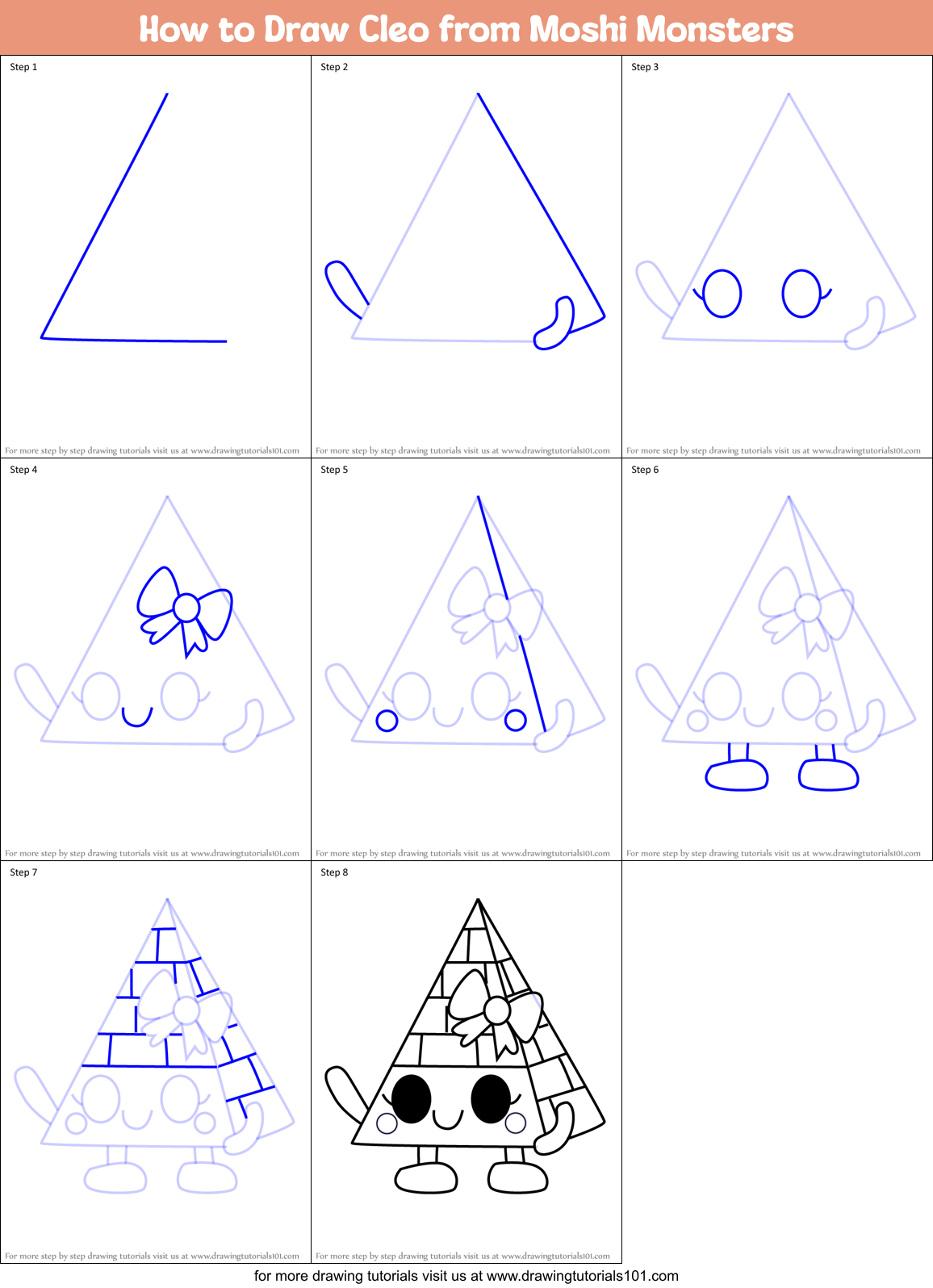 How to Draw Cleo from Moshi Monsters Printable Step by Step