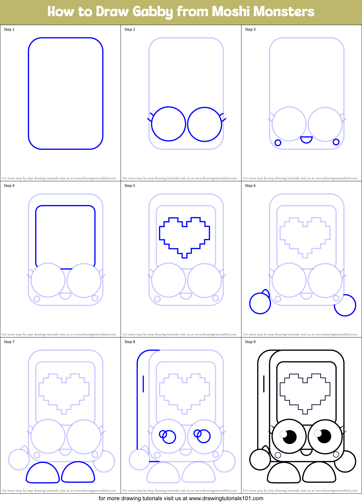 How to Draw Gabby from Moshi Monsters Printable Step by Step