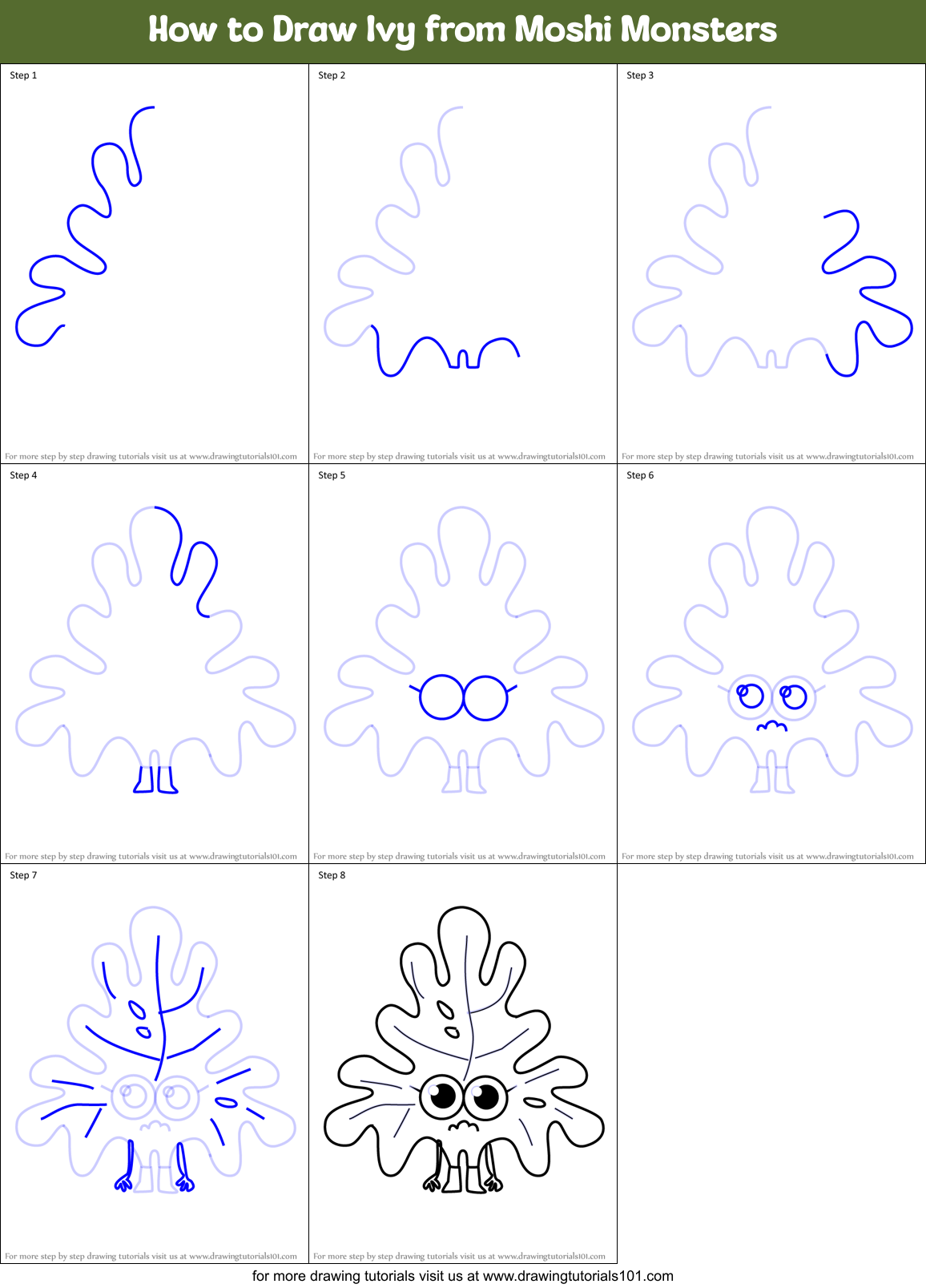 How to Draw Ivy from Moshi Monsters Printable Step by Step