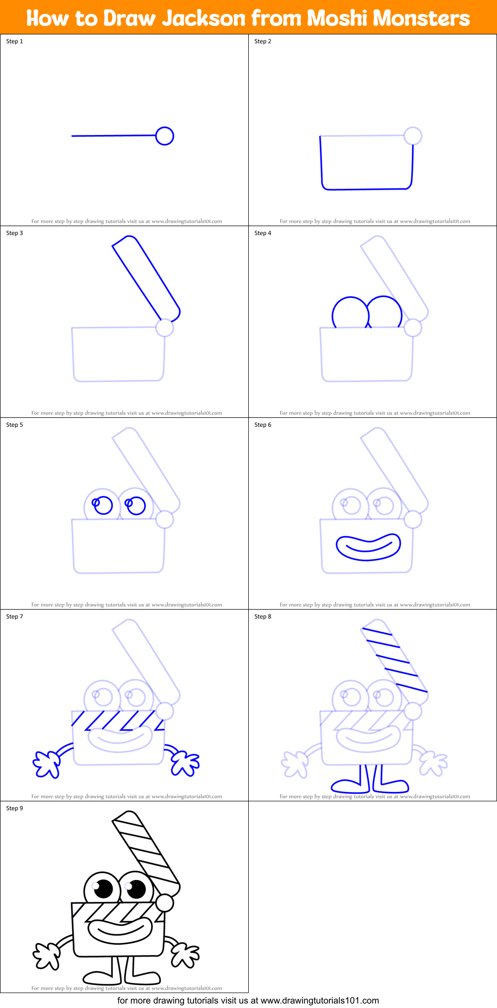How to Draw Jackson from Moshi Monsters Printable Step by Step