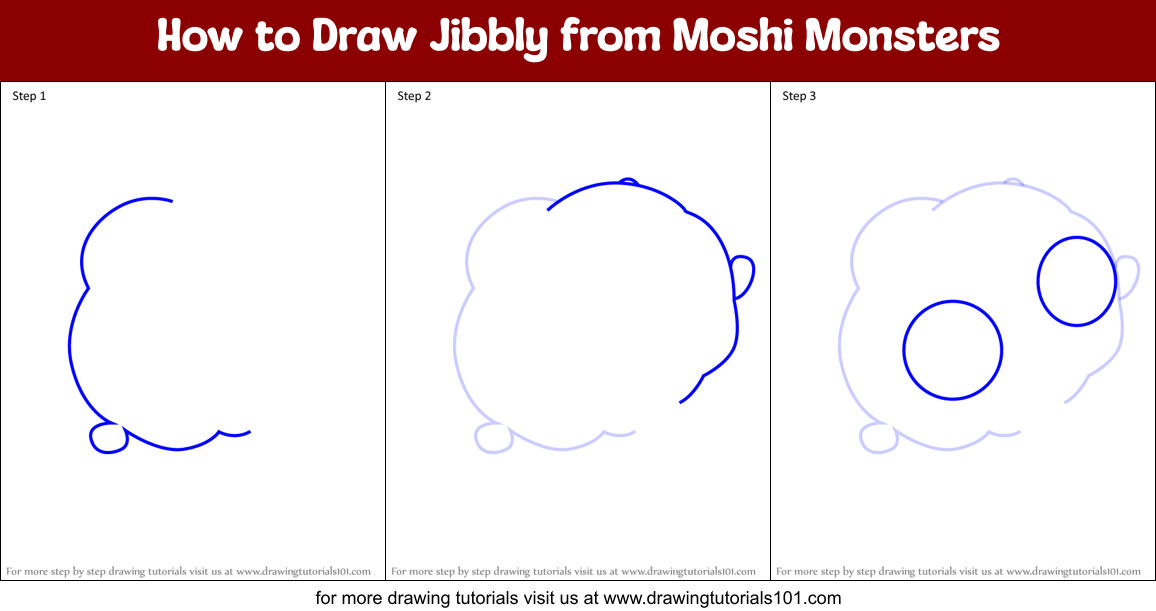 How to Draw Jibbly from Moshi Monsters Printable Step by Step