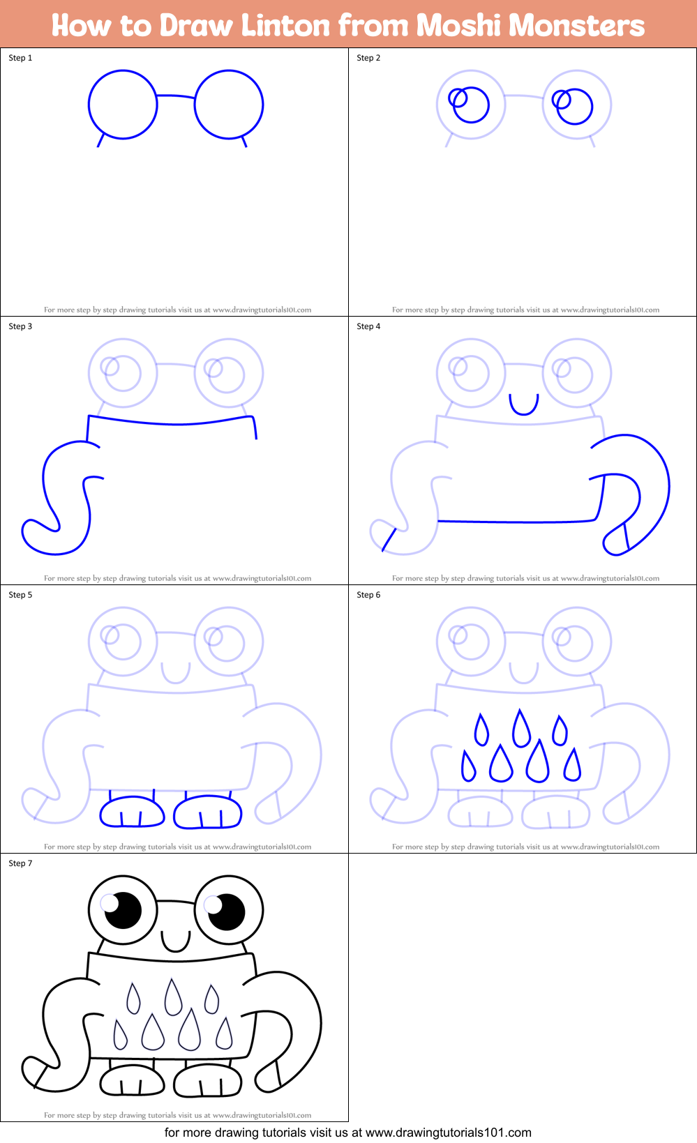 How to Draw Linton from Moshi Monsters Printable Step by Step