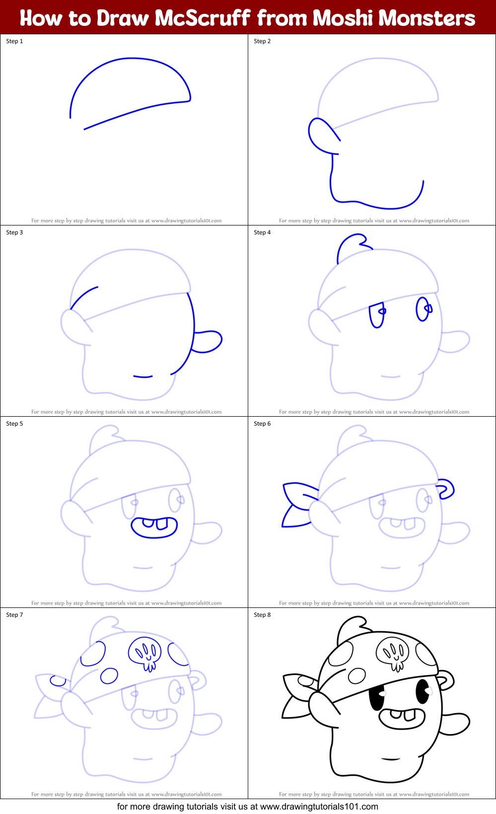 How to Draw McScruff from Moshi Monsters Printable Step by Step