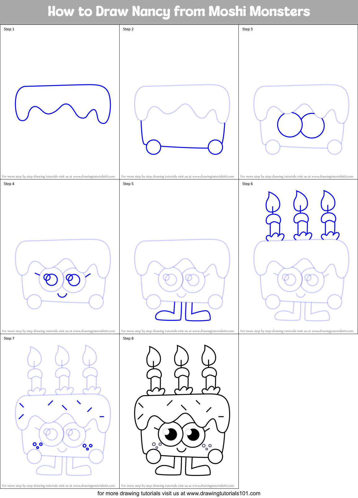 How to Draw Nancy from Moshi Monsters Printable Step by Step
