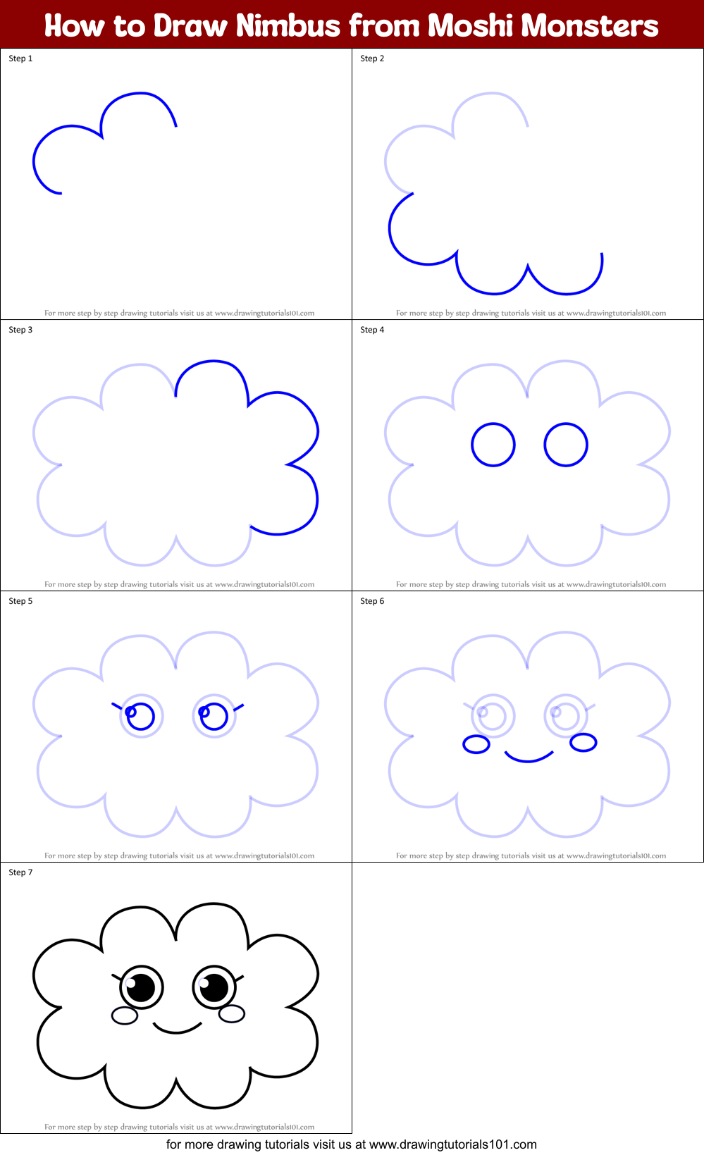 How to Draw Nimbus from Moshi Monsters Printable Step by Step