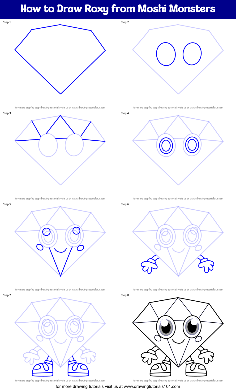 How to Draw Roxy from Moshi Monsters Printable Step by Step