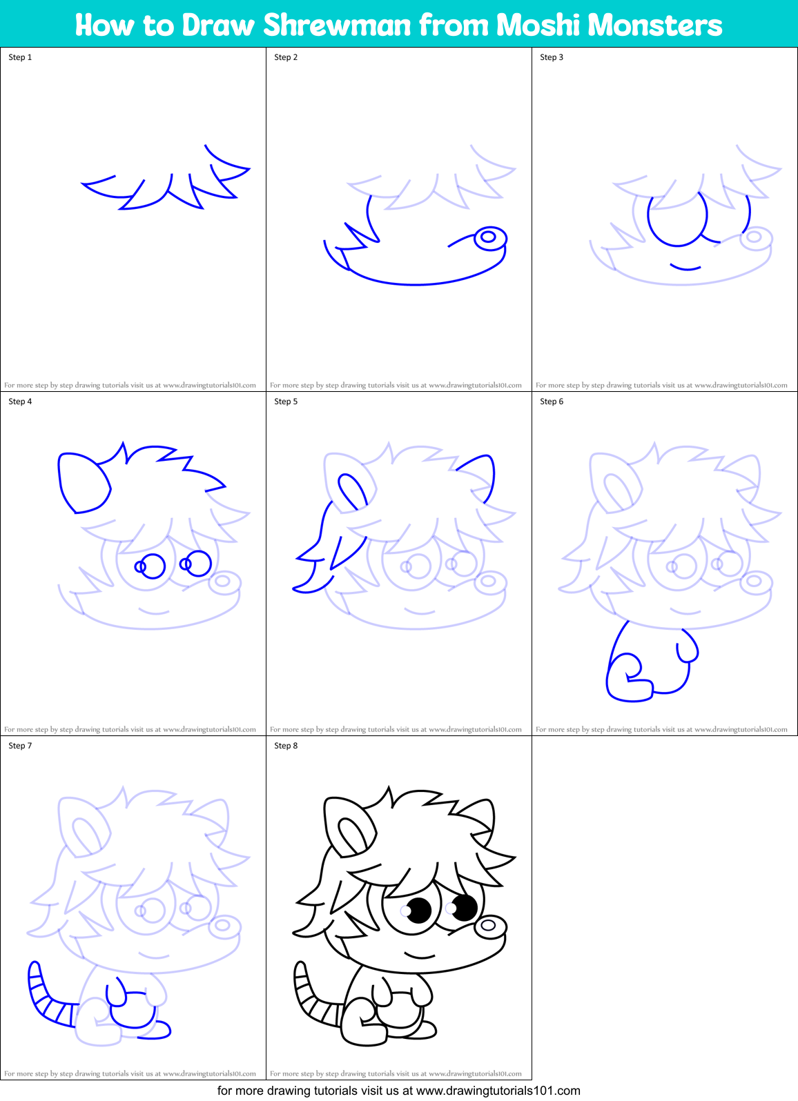 How to Draw Shrewman from Moshi Monsters Printable Step by Step