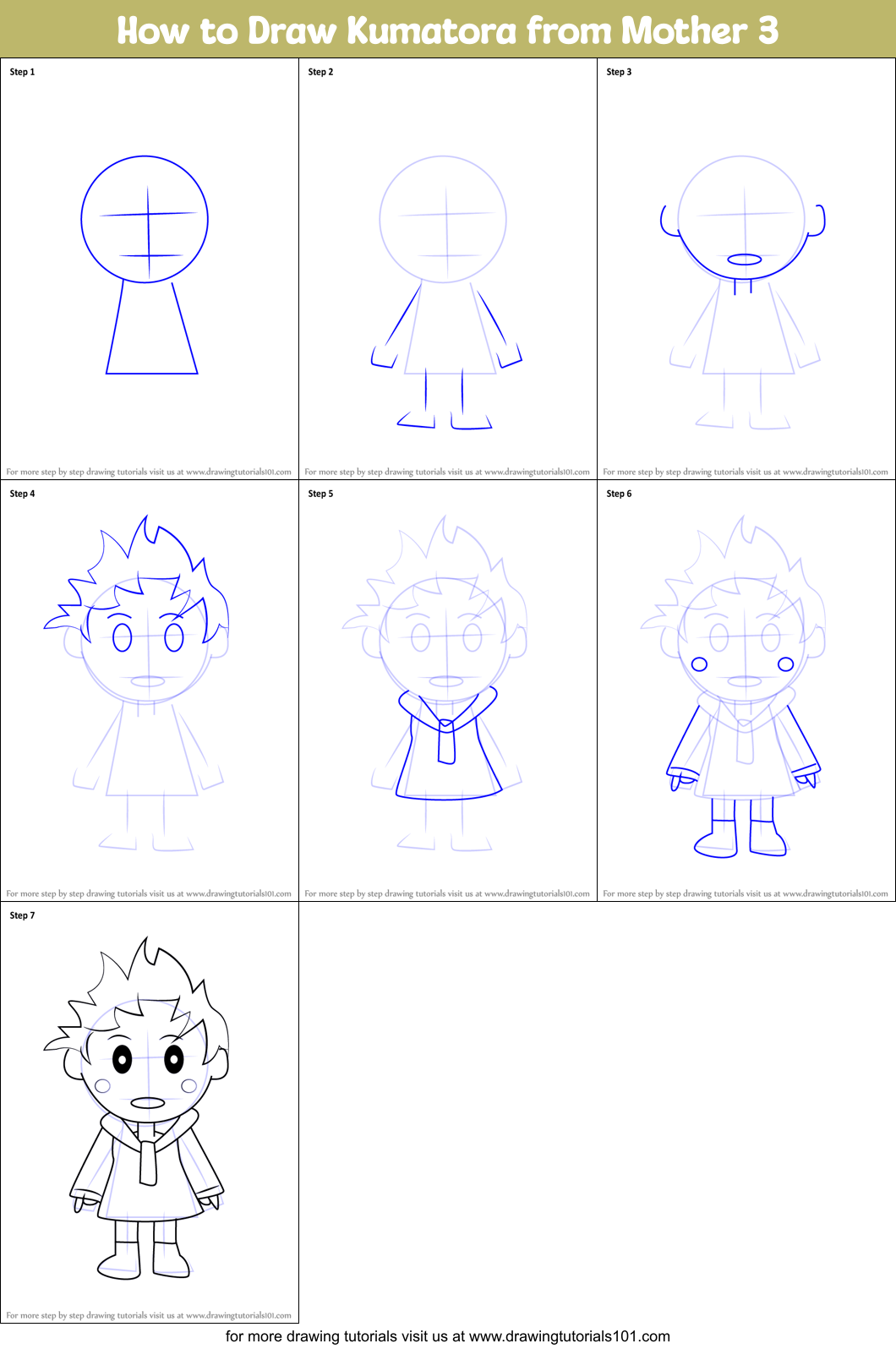 How to Draw Kumatora from Mother 3 Printable Step by Step
