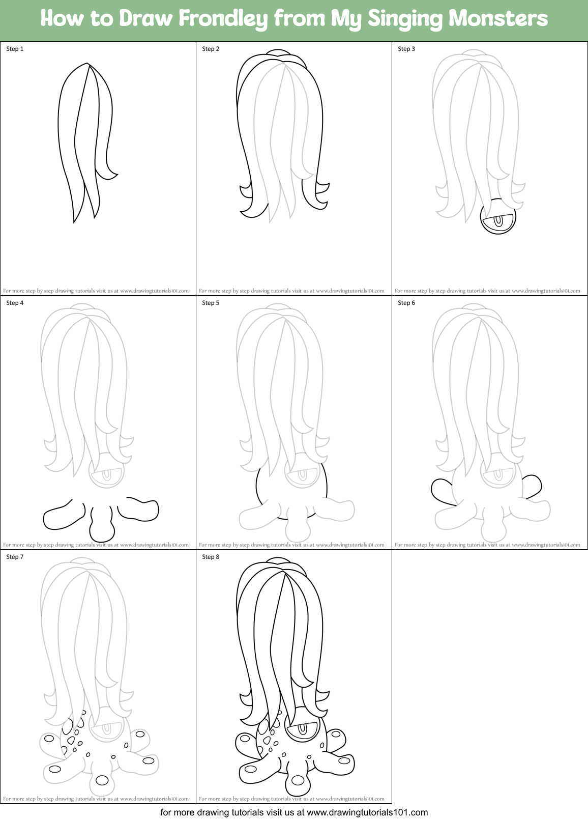 How to Draw Frondley from My Singing Monsters Printable Step by Step