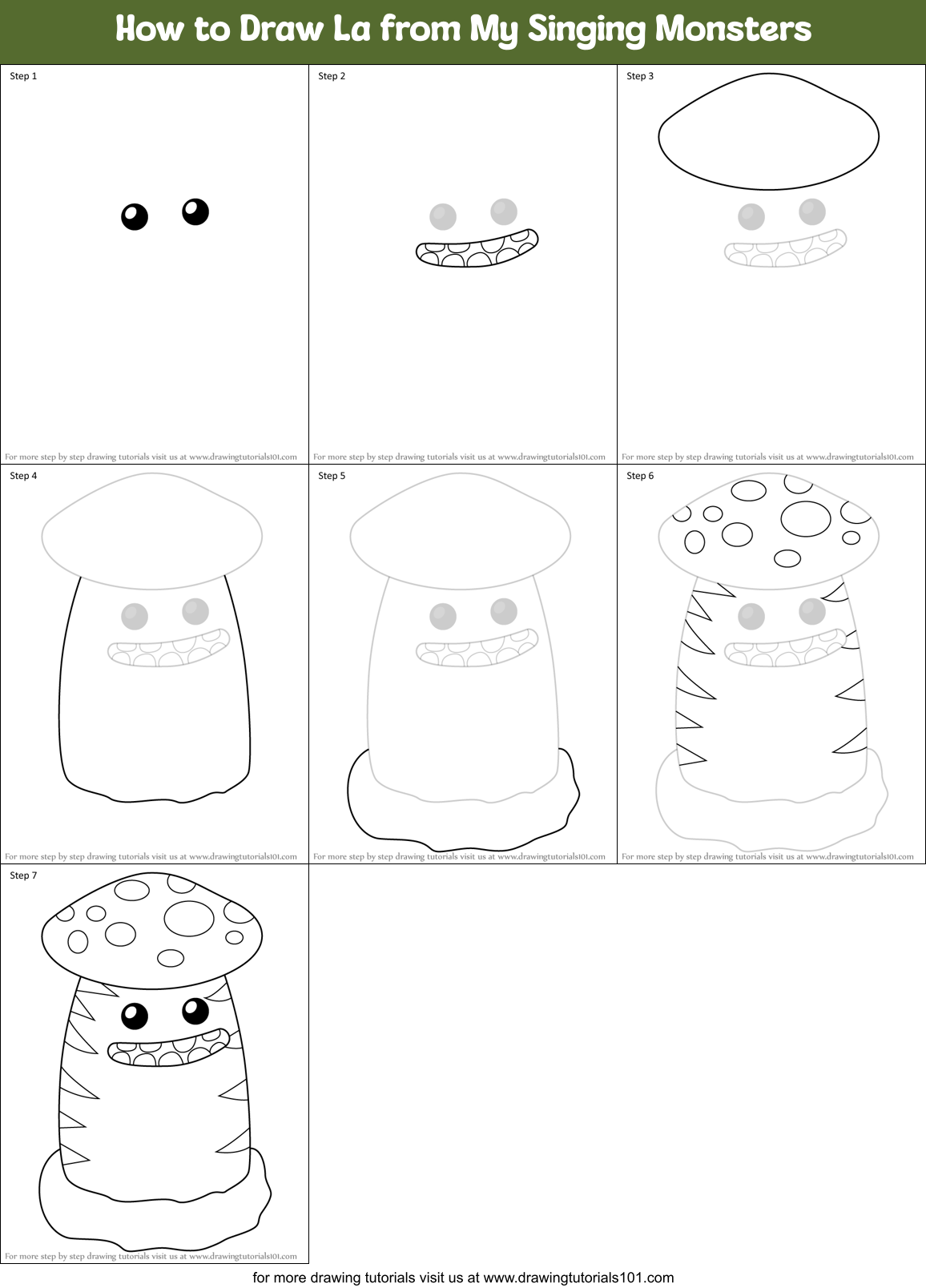 How to Draw La from My Singing Monsters Printable Step by Step