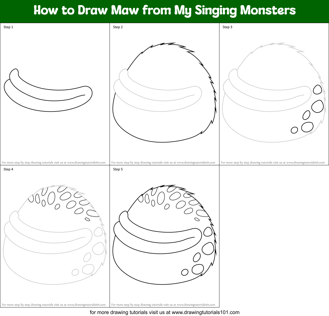How to Draw Maw from My Singing Monsters Printable Step by Step