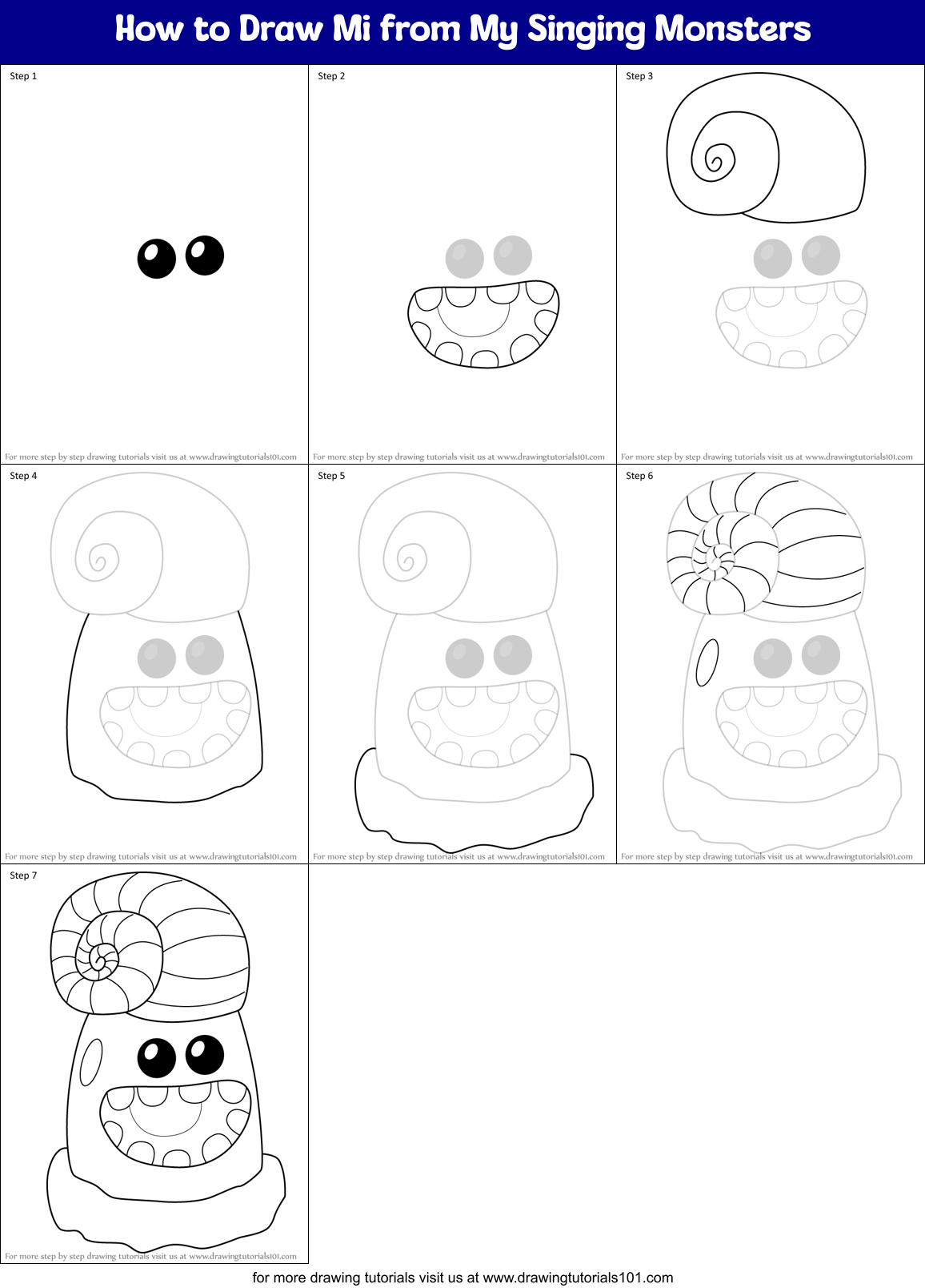 How to Draw Mi from My Singing Monsters Printable Step by Step