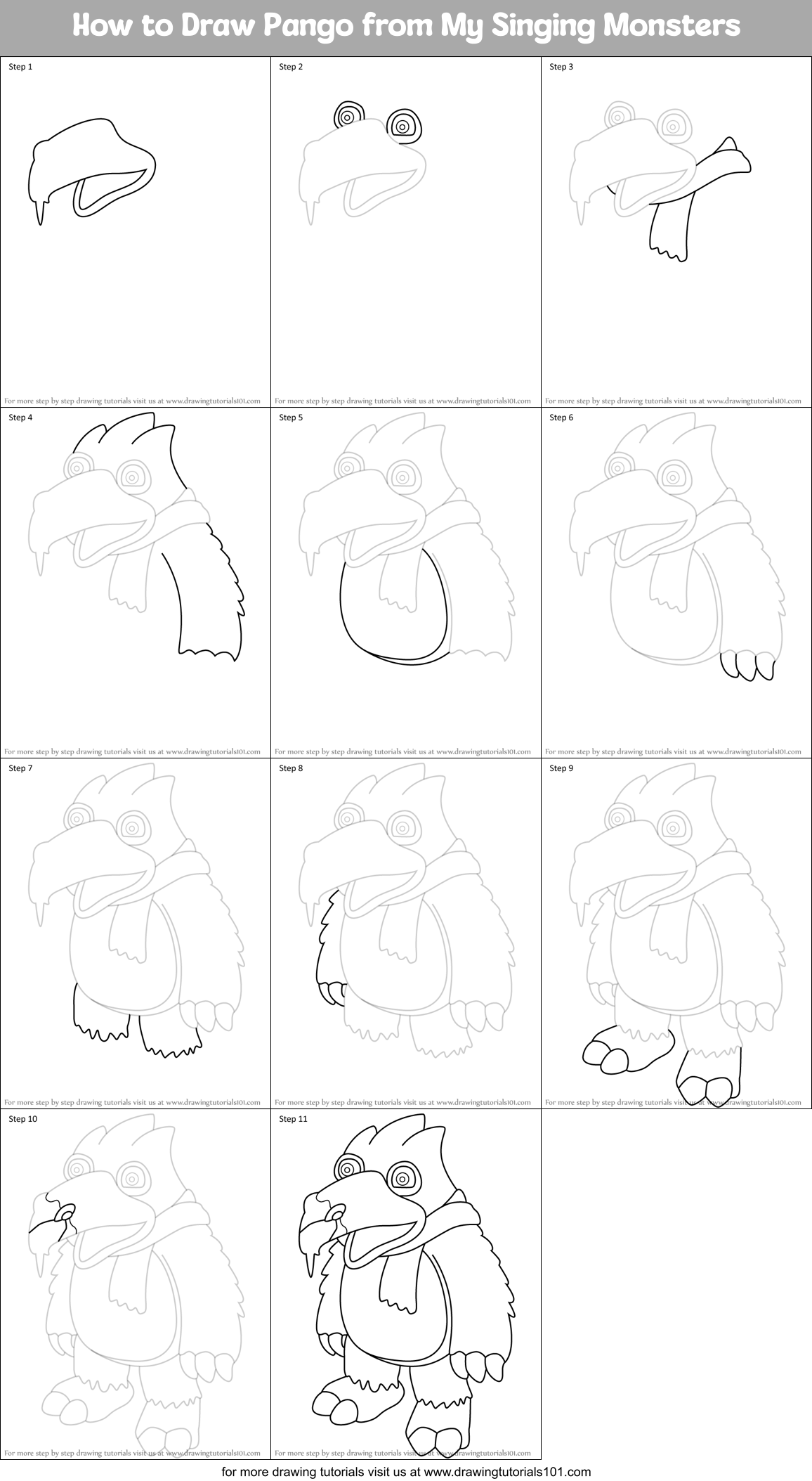How to Draw Pango from My Singing Monsters Printable Step by Step
