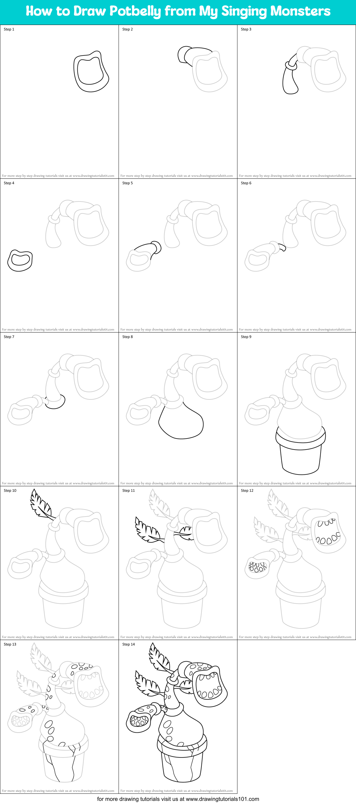 How to Draw Potbelly from My Singing Monsters Printable Step by Step