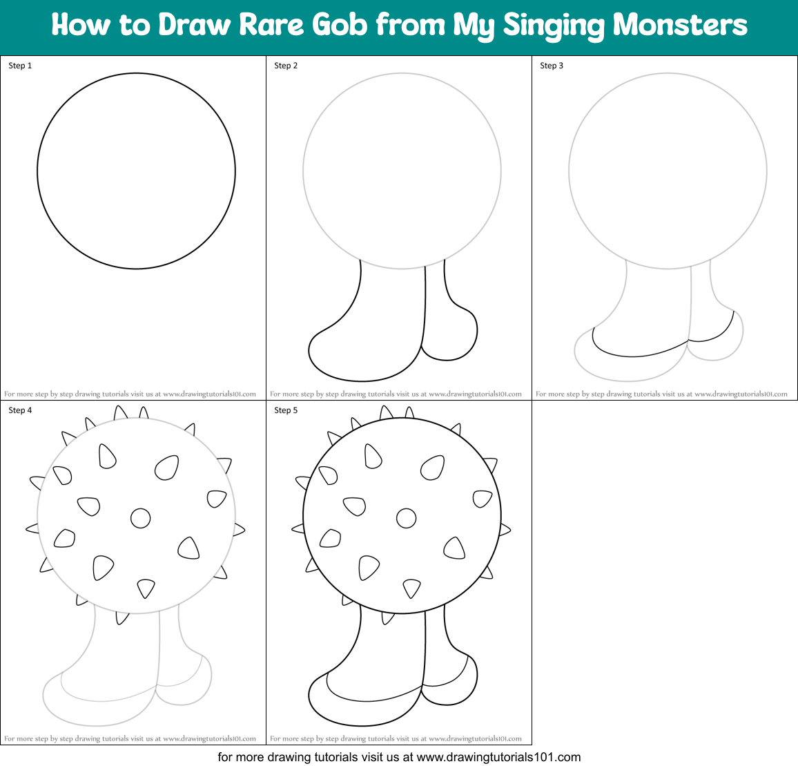 How to Draw Rare Gob from My Singing Monsters Printable Step by Step