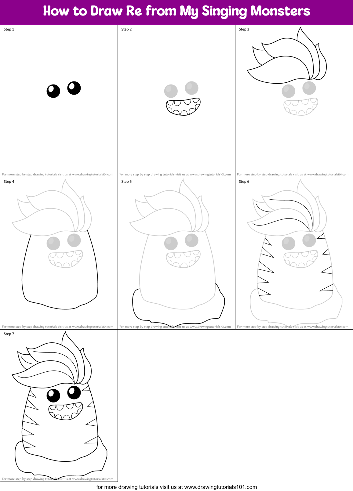 How to Draw Re from My Singing Monsters Printable Step by Step
