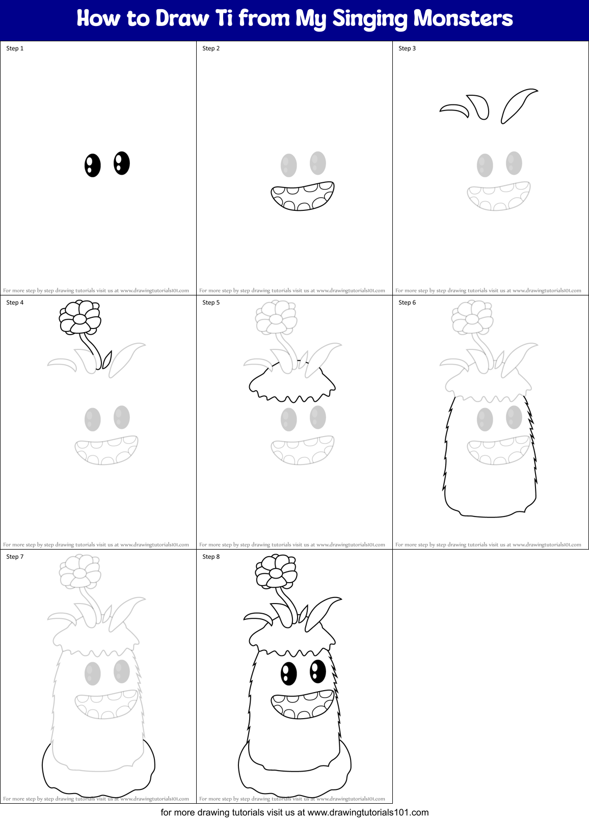 How to Draw Ti from My Singing Monsters Printable Step by Step