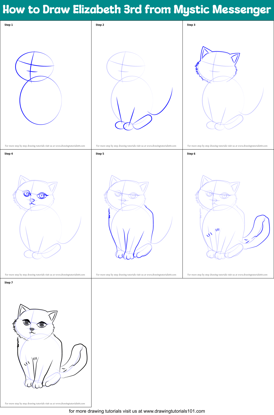 How to Draw Elizabeth 3rd from Mystic Messenger Printable Step by Step