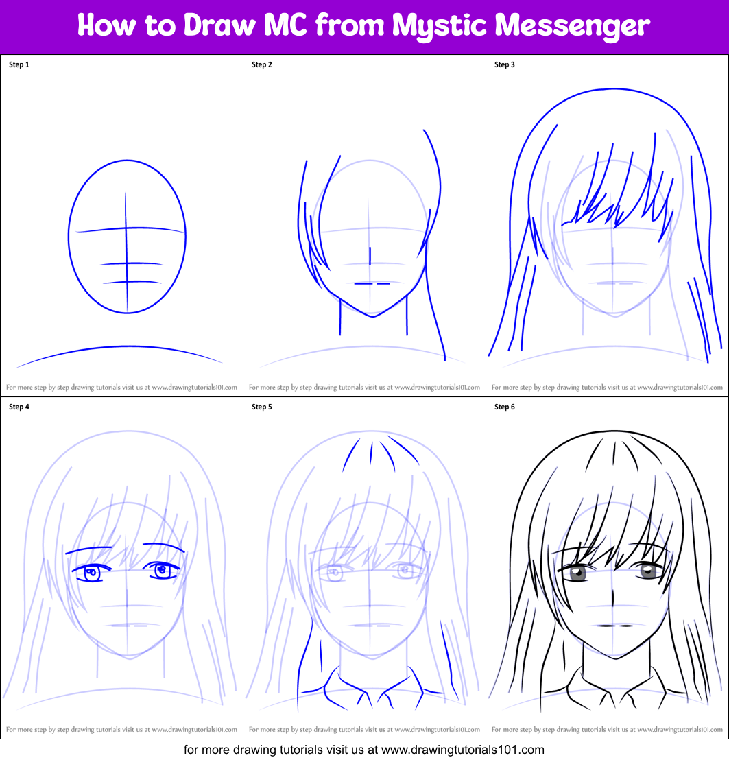 How to Draw MC from Mystic Messenger Printable Step by Step