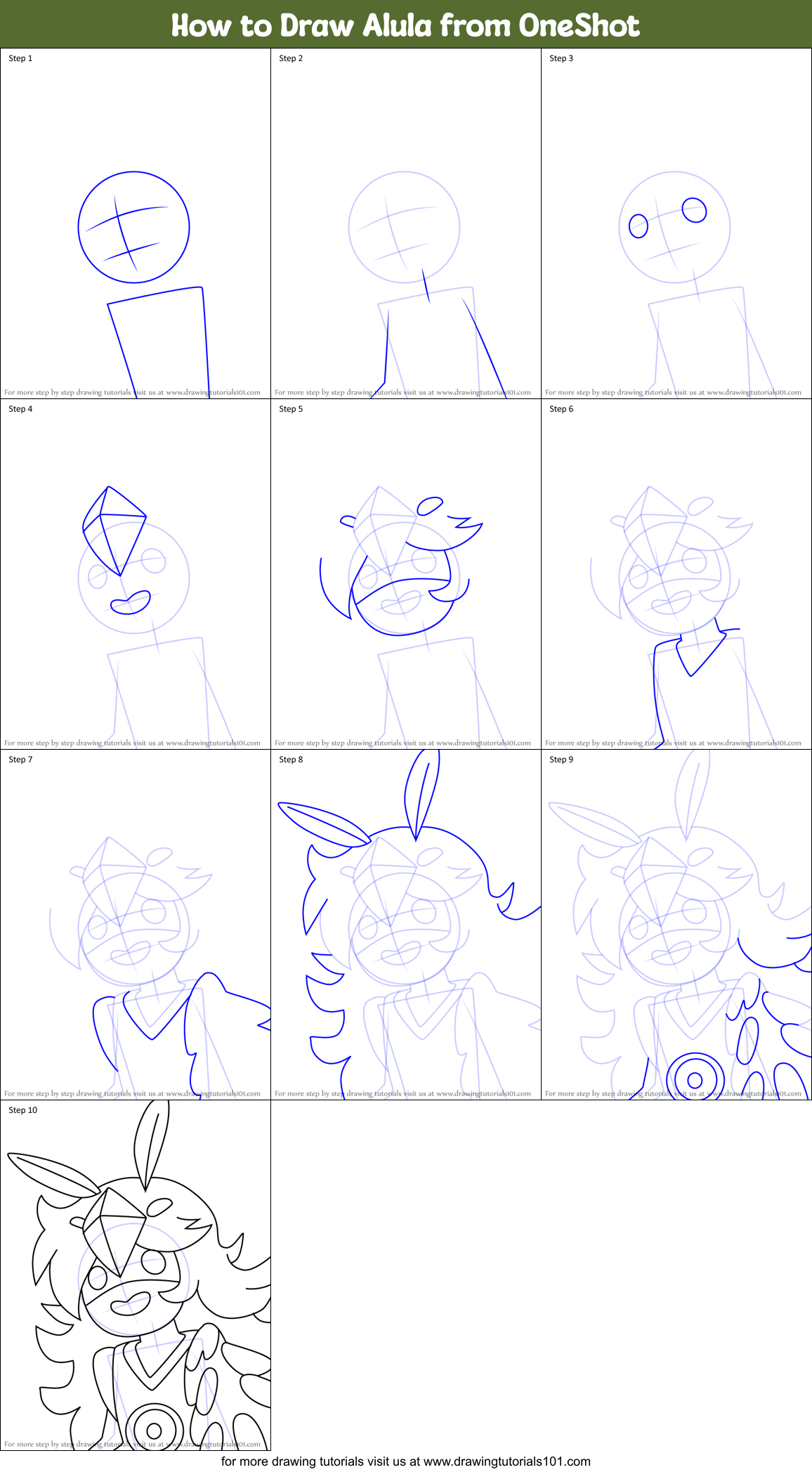 How to Draw Alula from OneShot Printable Step by Step