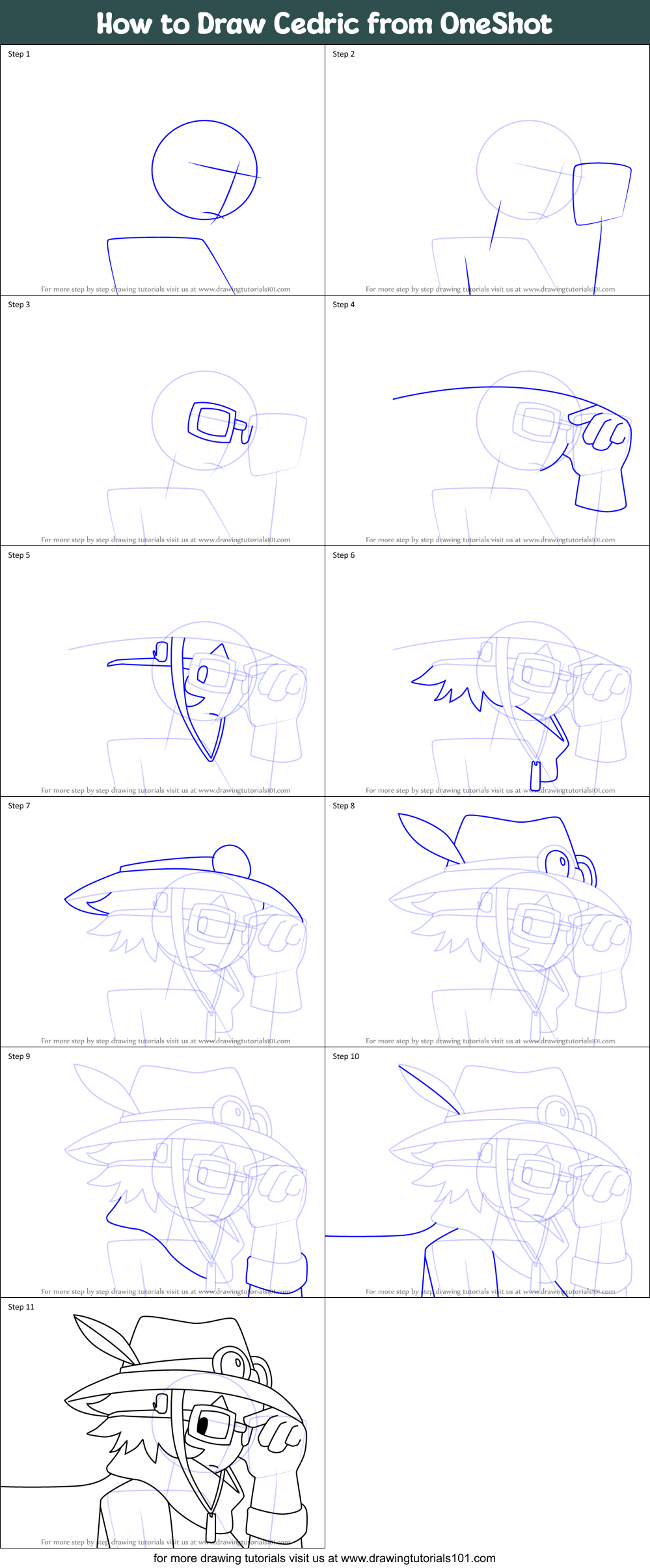 How to Draw Cedric from OneShot Printable Step by Step