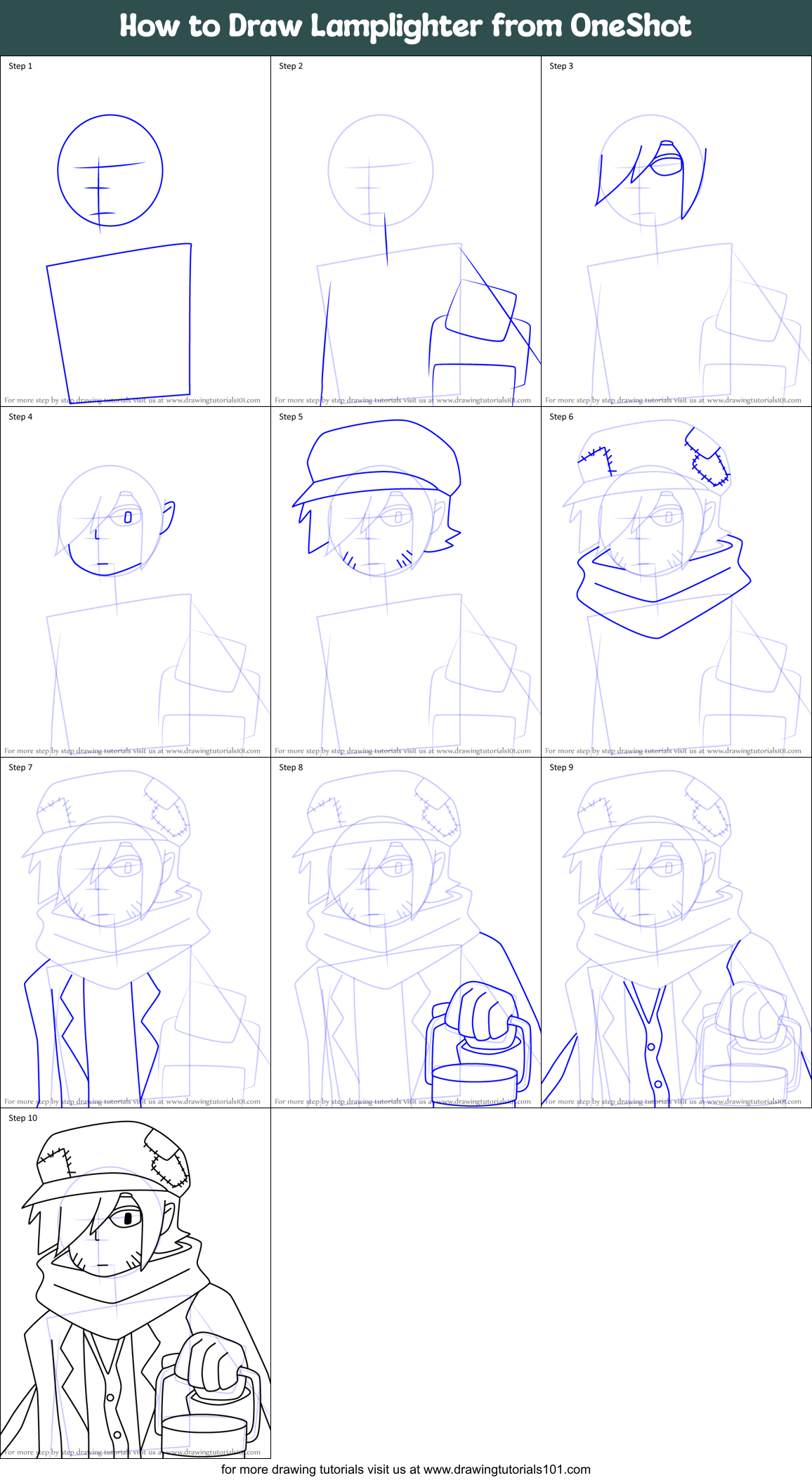 How to Draw Lamplighter from OneShot Printable Step by Step