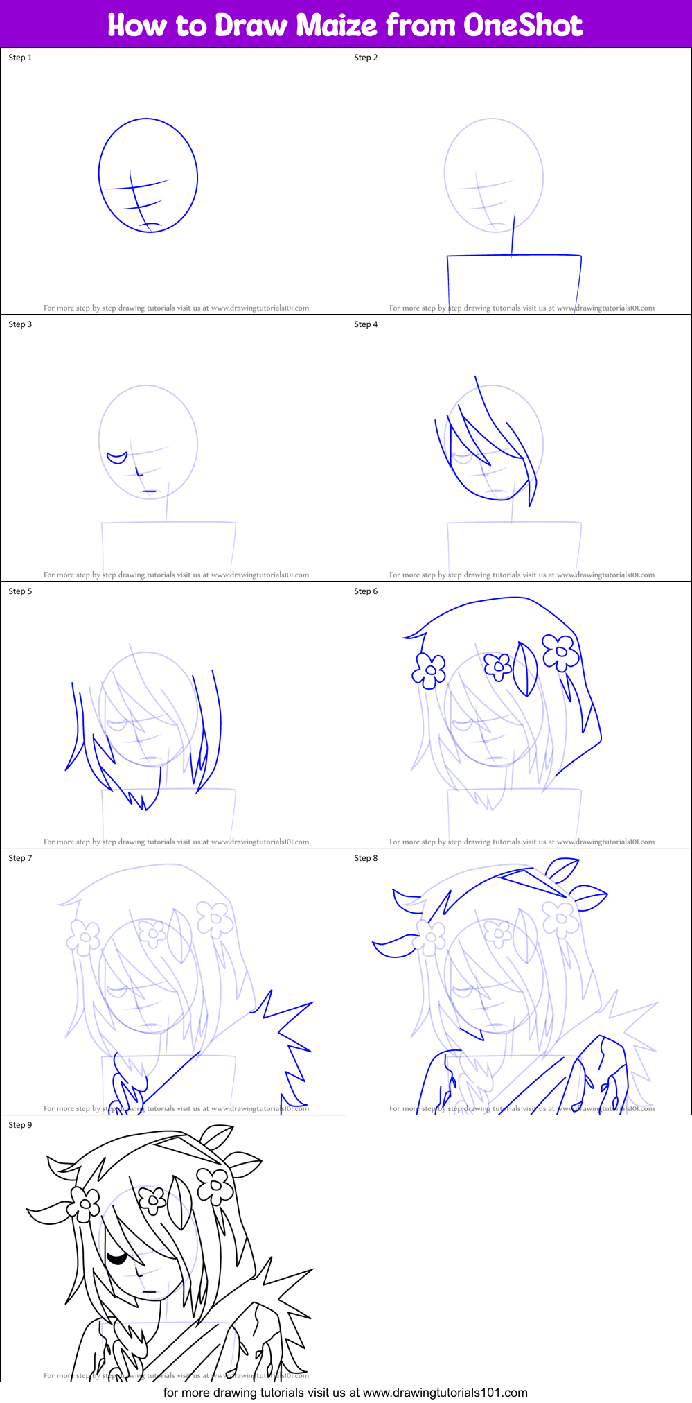 How to Draw Maize from OneShot Printable Step by Step