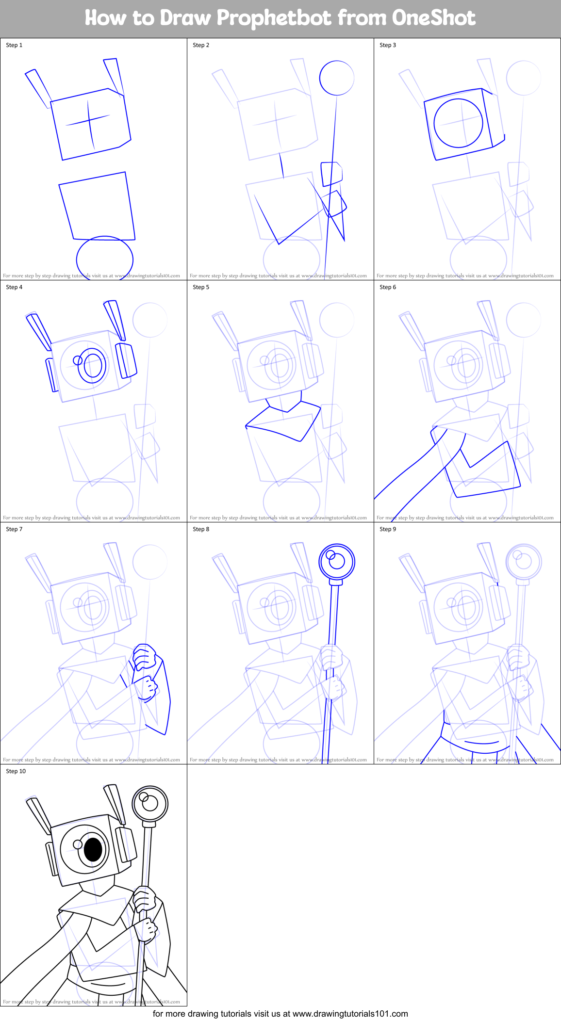How to Draw Prophetbot from OneShot Printable Step by Step