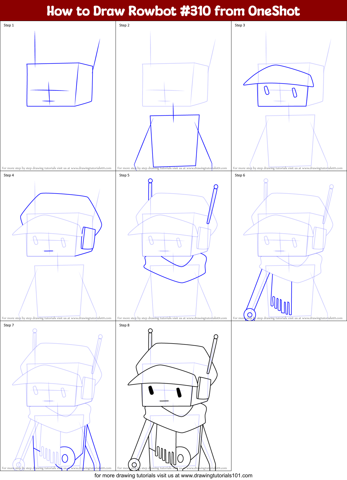 How to Draw Rowbot #310 from OneShot Printable Step by Step