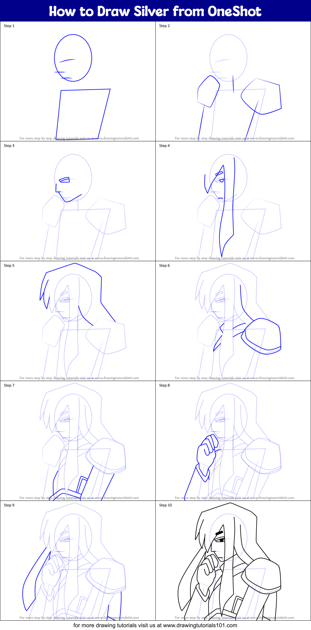 How to Draw Silver from OneShot Printable Step by Step