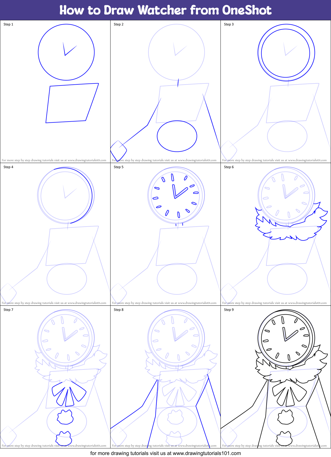 How to Draw Watcher from OneShot Printable Step by Step
