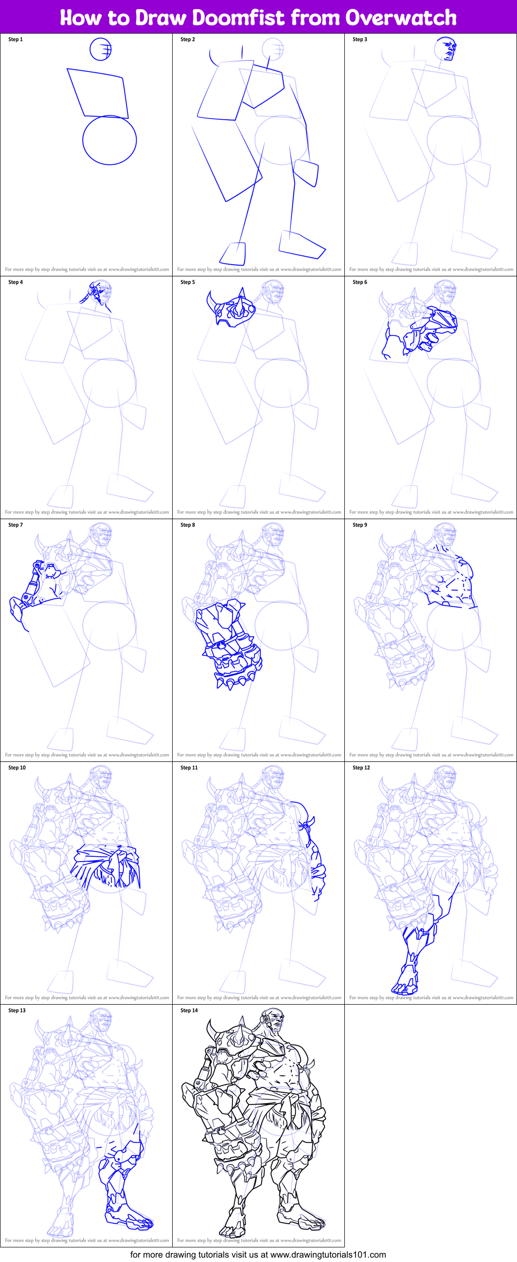 How to Draw Doomfist from Overwatch Printable Step by Step