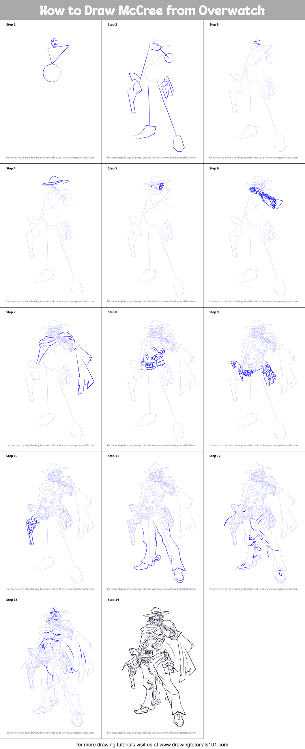 How to Draw McCree from Overwatch Printable Step by Step